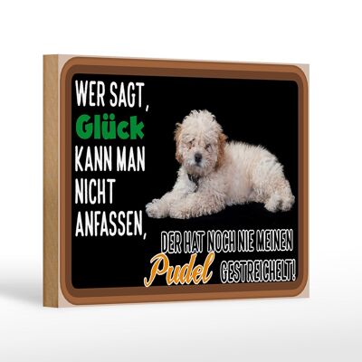 Holzschild Spruch 18x12 cm Glück nicht anfassen Pudel Hund Dekoration