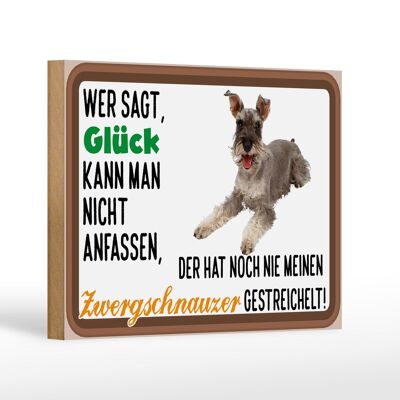 Letrero de madera que dice 18x12 cm Decoración de perro Schnauzer miniatura de la suerte