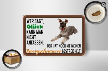 Panneau en bois indiquant 18x12 cm Décoration de chien Schnauzer nain porte-bonheur 2