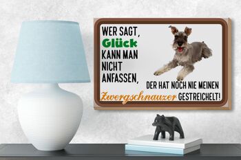 Panneau en bois indiquant 18x12 cm Décoration de chien Schnauzer nain porte-bonheur 3