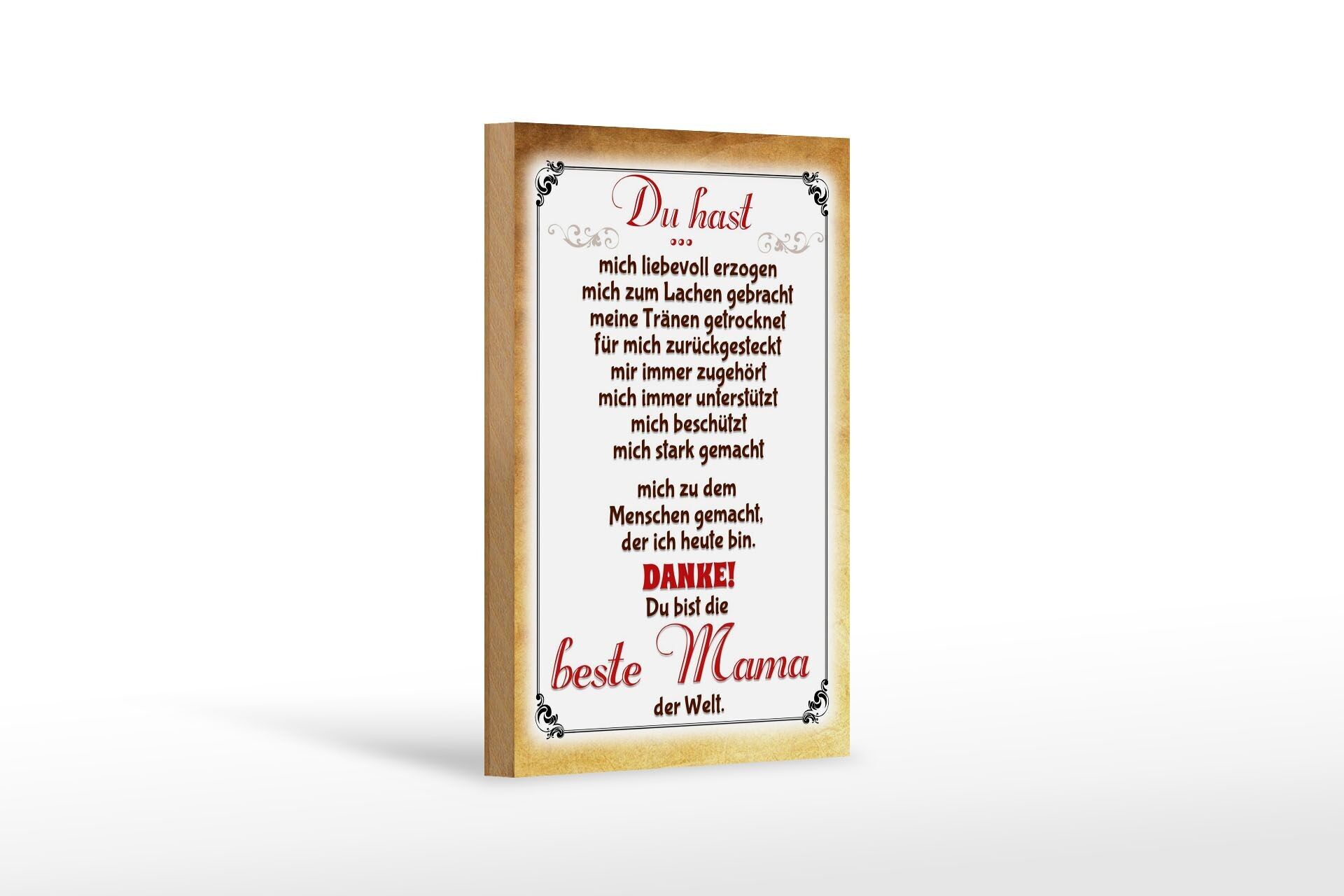 Cartello in legno con scritta 12x18 cm Grazie alla migliore decorazione mamma