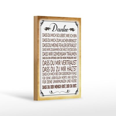 Holzschild Spruch 12x18 cm Danke dass du bist der du bist Dekoration