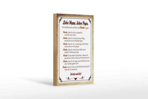 Holzschild Spruch 12x18 cm Mama Papa hab euch lieb danke Dekoration