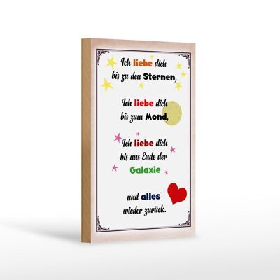 Cartello in legno con scritta "Ti amo" 12x18 cm con decorazione a stelle