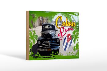 Panneau en bois Cuba 18x12 cm Love Car décoration empreinte digitale 1