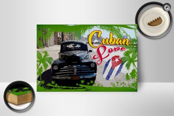 Panneau en bois Cuba 18x12 cm Love Car décoration empreinte digitale 2