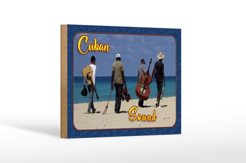 Holzschild Cuba 18x12 cm Cuba Sound Band am Strand Dekoration