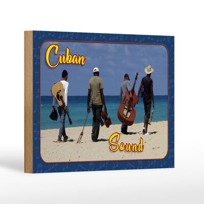 Targa in legno Cuba 18x12 cm Decorazione Banda sonora Cuba sulla spiaggia