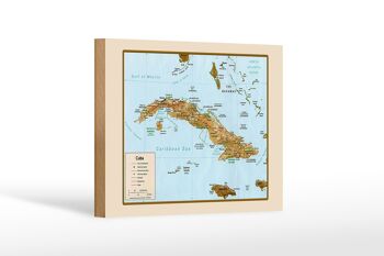 Panneau en bois Cuba 18x12 cm décoration carte 1