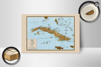 Panneau en bois Cuba 18x12 cm décoration carte 2