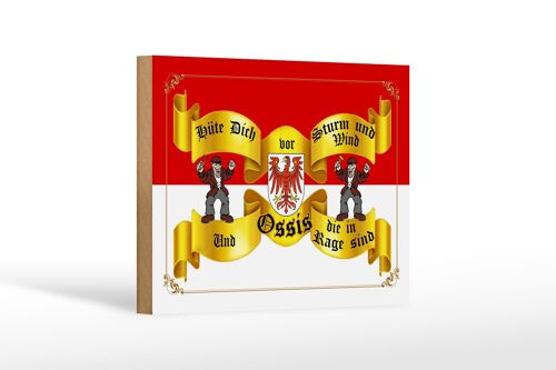 Holzschild Spruch 18x12cm hüte dich vor Sturm Wind Ossis Brandenburg Dekoration