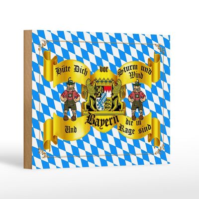 Cartel de madera que dice 18x12 cm cuidado con el viento de tormenta decoración Baviera
