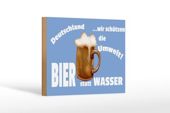 Panneau en bois indiquant une décoration de bière allemande au lieu d'eau, 18x12 cm 1