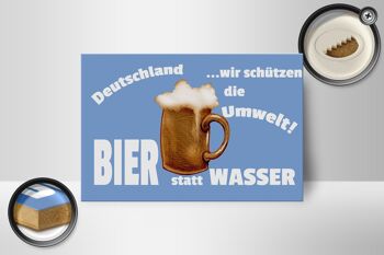 Panneau en bois indiquant une décoration de bière allemande au lieu d'eau, 18x12 cm 2