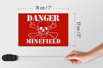 Panneau d'avertissement en bois 18x12 cm, décoration tête de mort Danger Minefield 4
