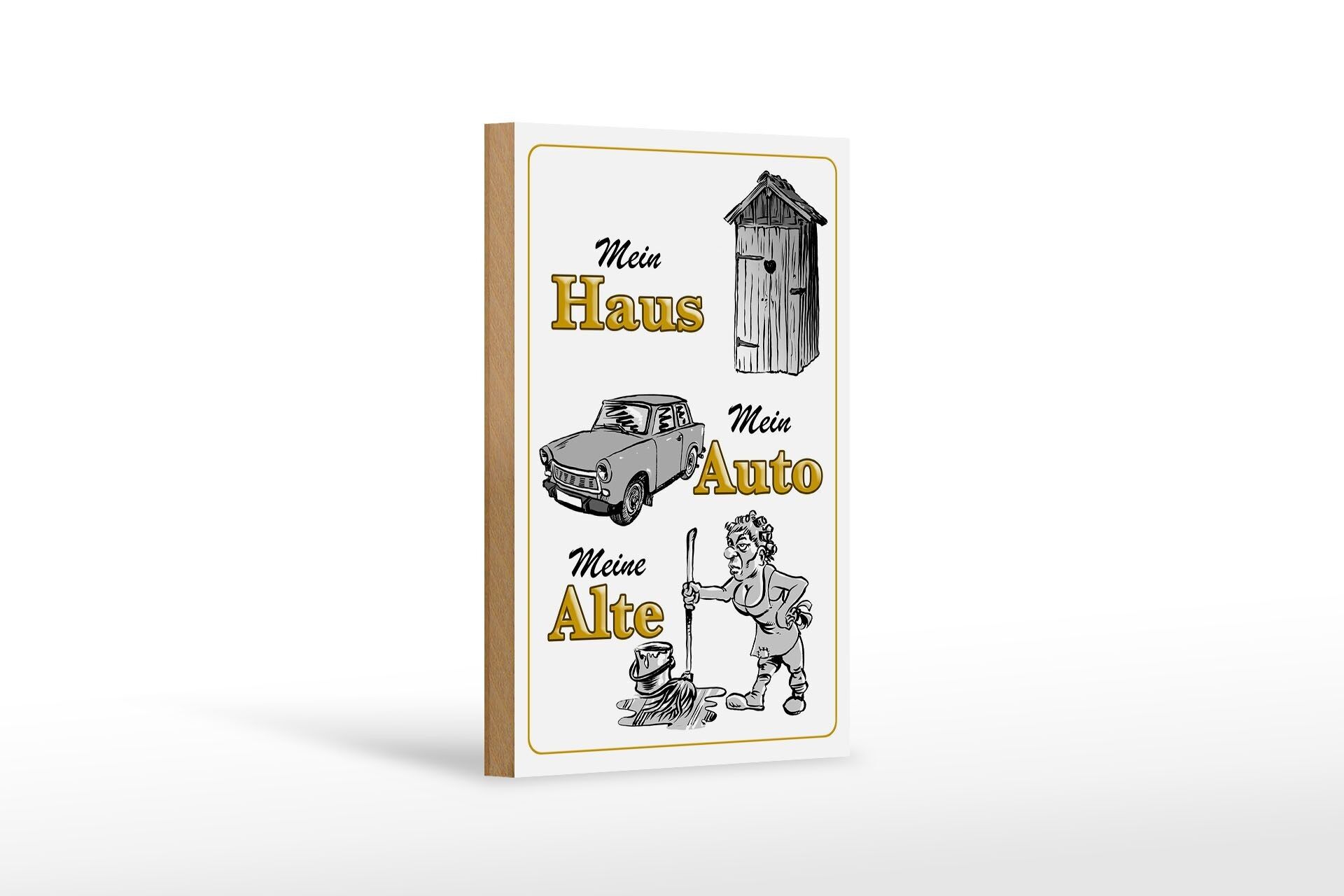 Cartello in legno con scritta 12x18 cm la mia casa la mia macchina la mia vecchia decorazione