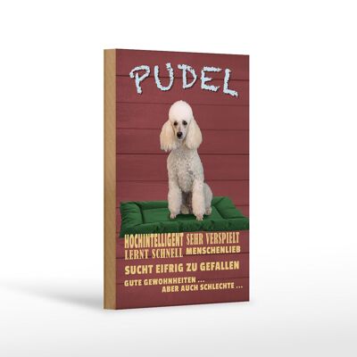 Cartel de madera con texto Poodle 12x18 cm, decoración de perro amoroso muy inteligente