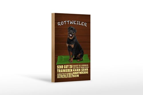 Holzschild Spruch 12x18 cm Rottweiler Hund ungern allein Dekoration