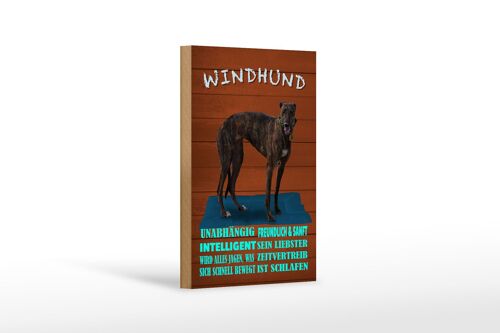 Holzschild Spruch 12x18 cm Windhund Hund intelligent sanft Dekoration