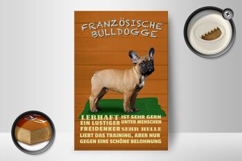 Panneau en bois disant 12x18 cm décoration chien bouledogue français 2