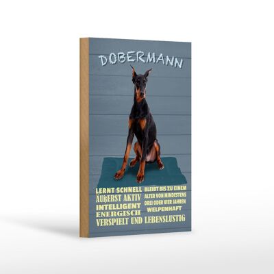 Panneau en bois disant 12x18 cm Doberman apprend vite décoration chien
