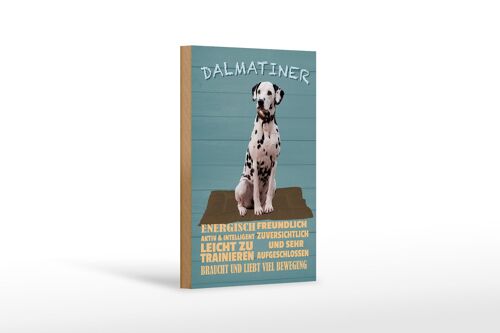 Holzschild Spruch 12x18 cm Dalmatiner Hund energisch aktiv Dekoration