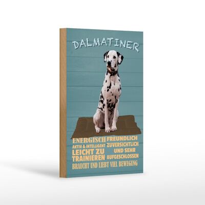 Holzschild Spruch 12x18 cm Dalmatiner Hund energisch aktiv Dekoration