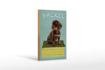 Panneau en bois disant 12x18 cm Teckel chien animé courageux décoration têtue 1