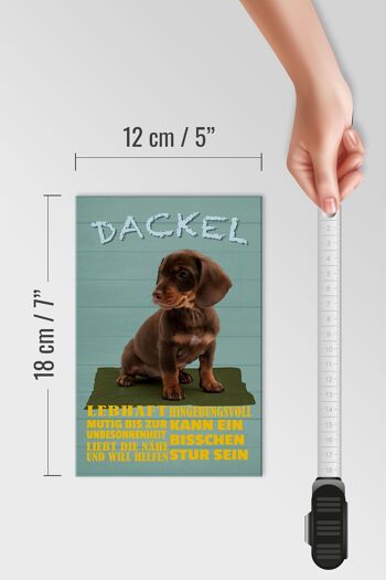 Panneau en bois disant 12x18 cm Teckel chien animé courageux décoration têtue 4