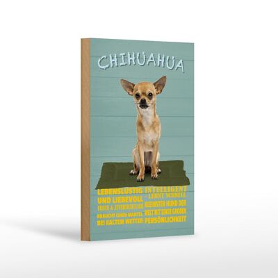 Cartel de madera con texto 12x18 cm Perro chihuahua decoración divertida