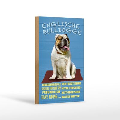 Cartello in legno con scritta 12x18 cm cane bulldog inglese simpatica decorazione
