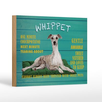 Holzschild Spruch 18x12 cm Whippet Hund gentle amiable Dekoration