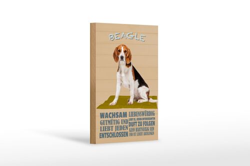 Holzschild Spruch 12x18cm Beagle Hund gutmütig liebt jeden Dekoration