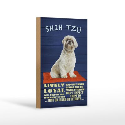 Holzschild Spruch 12x18 cm Shih Tzu Hund lively loyal Dekoration