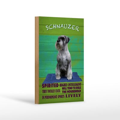 Cartel de madera con texto 12x18cm Schnauzer perro decoración muy inteligente