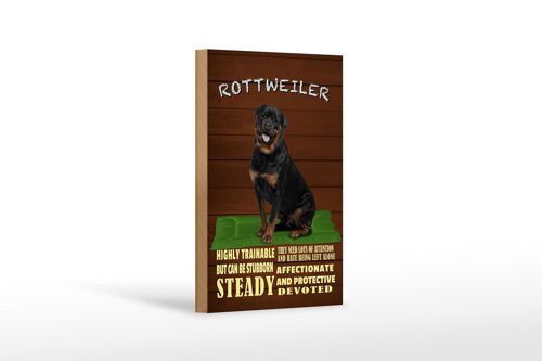 Holzschild Spruch 12x18cm Rottweiler Hund highly trainable Dekoration