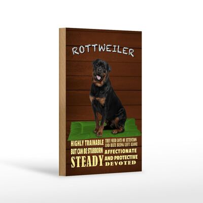 Wooden sign saying 12x18cm Rottweiler dog highly trainable decoration