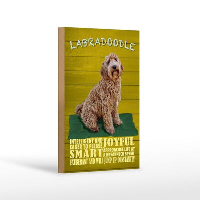 Cartello in legno con scritta 12x18 cm Il cane Labradoodle vuole saltare decorazione