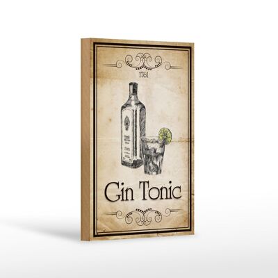 Panneau en bois 12x18 cm 1761 Gin tonic décoration rétro