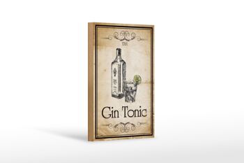 Panneau en bois 12x18 cm 1761 Gin tonic décoration rétro 1