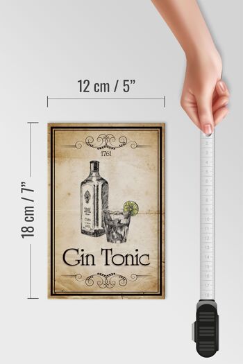 Panneau en bois 12x18 cm 1761 Gin tonic décoration rétro 4