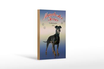 Panneau en bois chien 12x18cm Manchester Terrier décoration Grande Bretagne 1