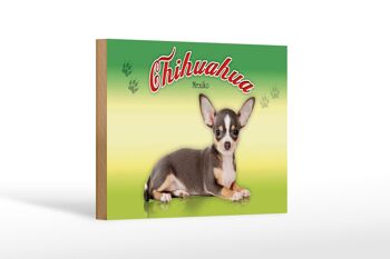 Panneau en bois chien 18x12cm Chihuahua Mexique décoration murale 1