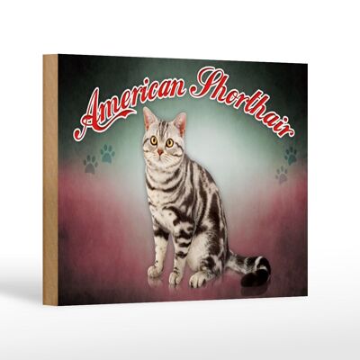 Wooden sign cat 18x12 cm American Shorthair wall decoration