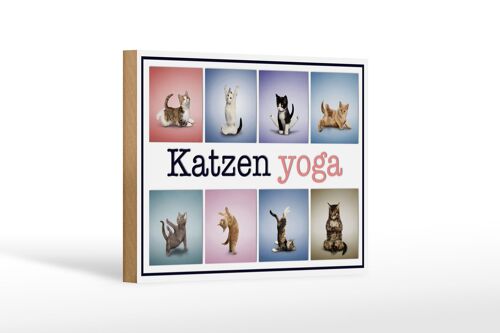 Holzschild Katze 18x12cm Katzen Yoga bunte Dekoration