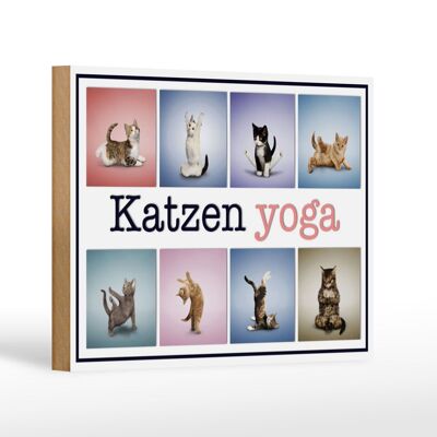 Letrero de madera gato 18x12cm gatos yoga decoración colorida