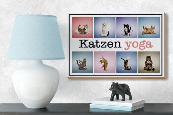 Panneau en bois chat 18x12cm chats yoga décoration colorée 3