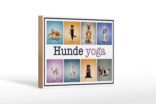 Holzschild 18x12cm Hunde Yoga bunte Dekoration