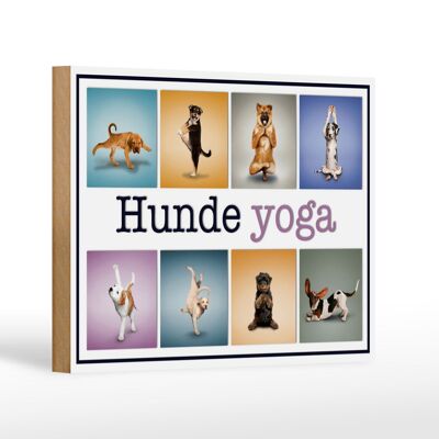 Holzschild 18x12cm Hunde Yoga bunte Dekoration