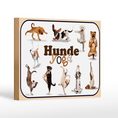 Holzschild 18x12 cm Hunde Yoga Wanddeko Dekoration